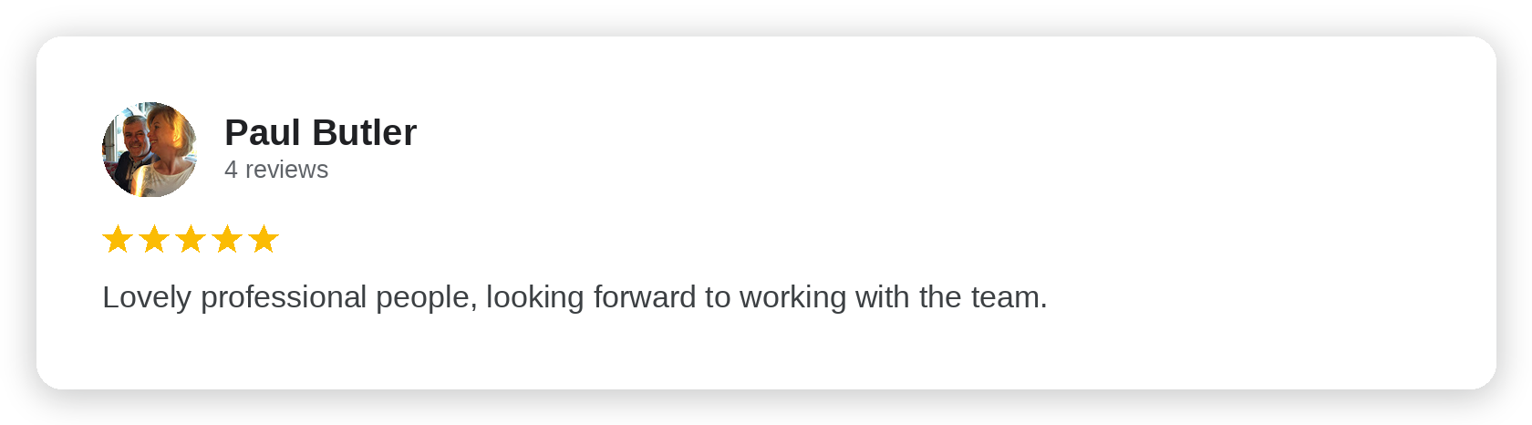 Five-star Google review from Paul Butler